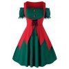 Robe Vintage à Epaule Dénudée Grande Taille avec Haut Asymétrique - multicolor 2X