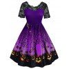 Robe de Soirée Vintage Citrouille d'Halloween de Grande Taille - Violet Améthyste 3X