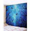 Tapisserie Murale Pendante Art Décoration d'Halloween Forêt et Ciel Etoilé Imprimés - Bleu Myrtille W91 X L71 INCH