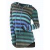 Tricot à Capuche Long Rayé en Blocs de Couleurs - multicolor B L