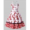 Robe de Noël Croisée Père Noël Imprimé de Grande Taille - Rouge L