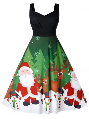 Plus Size Sweetheart Collar Christmas Sleeveless Dress
