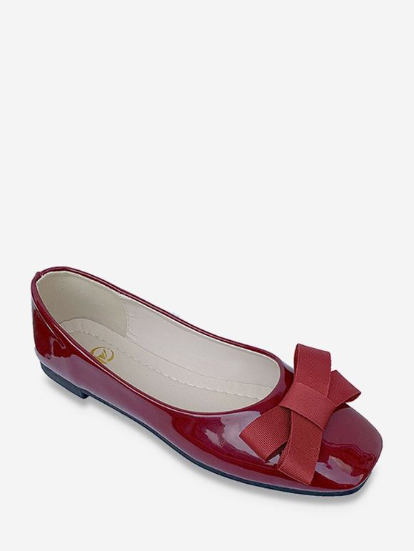 Chaussures Plates Décontractées Décorées de Nœud Papillon - Rouge Vineux EU 35