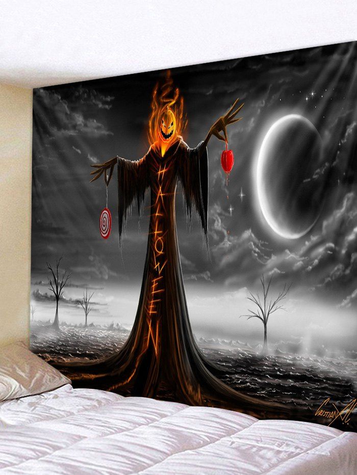 

Gothic Pumpkin Head Print Art Decoration Wall Tapestry, Night