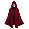 Manteau Cape à Capuche d'Halloween au Crochet Grande Taille avec Masque Crâne - Rouge Vineux 4X