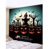 Tapisserie Murale d'Halloween Lettre Chat et Chauve-souris Imprimés - multicolor W59 X L51 INCH