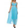Maxi Robe de Soirée Pailletée à Volants - Ciel Bleu Foncé M