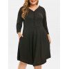 Robe Longueur à Genou Boutonnée Grande Taille - Noir L