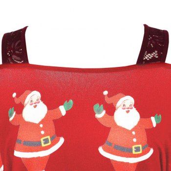 

Plus Size Christmas Santa Claus Print Asymmetrical T-shirt, Red