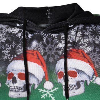 

Plus Size Christmas Skulls Snowflake Pullover Hoodie, Pine green