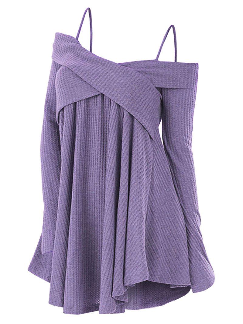 

Plus Size Cold Shoulder Criss Cross Cami Knitwear, Purple mimosa