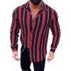 Chemise Rayée Boutonnée à Manches Longues - Rouge L