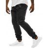 Pantalon de Jogging Elastique Jointif avec Bouton à Cordon - Noir 2XL
