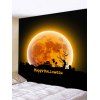 Tapisserie Murale Pendante d'Halloween Art Décoration Nuit Lune Imprimée - Orange Papaye W59 X L51 INCH
