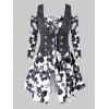 Plus Size Ditsy imprimer le T-shirt avec l'épaule Marled Vest - Gris Foncé L