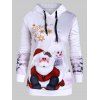 Santa Claus Print Front Pocket Plus Size Christmas Hoodie - PLATINUM L
