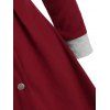 Snap Button Fur Trim Skirted Hooded Coat - RED WINE M