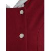Snap Button Fur Trim Skirted Hooded Coat - RED WINE M