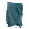 T-shirt Croisé à Epaule Dénudée Grande Taille - Paon Bleu 4X