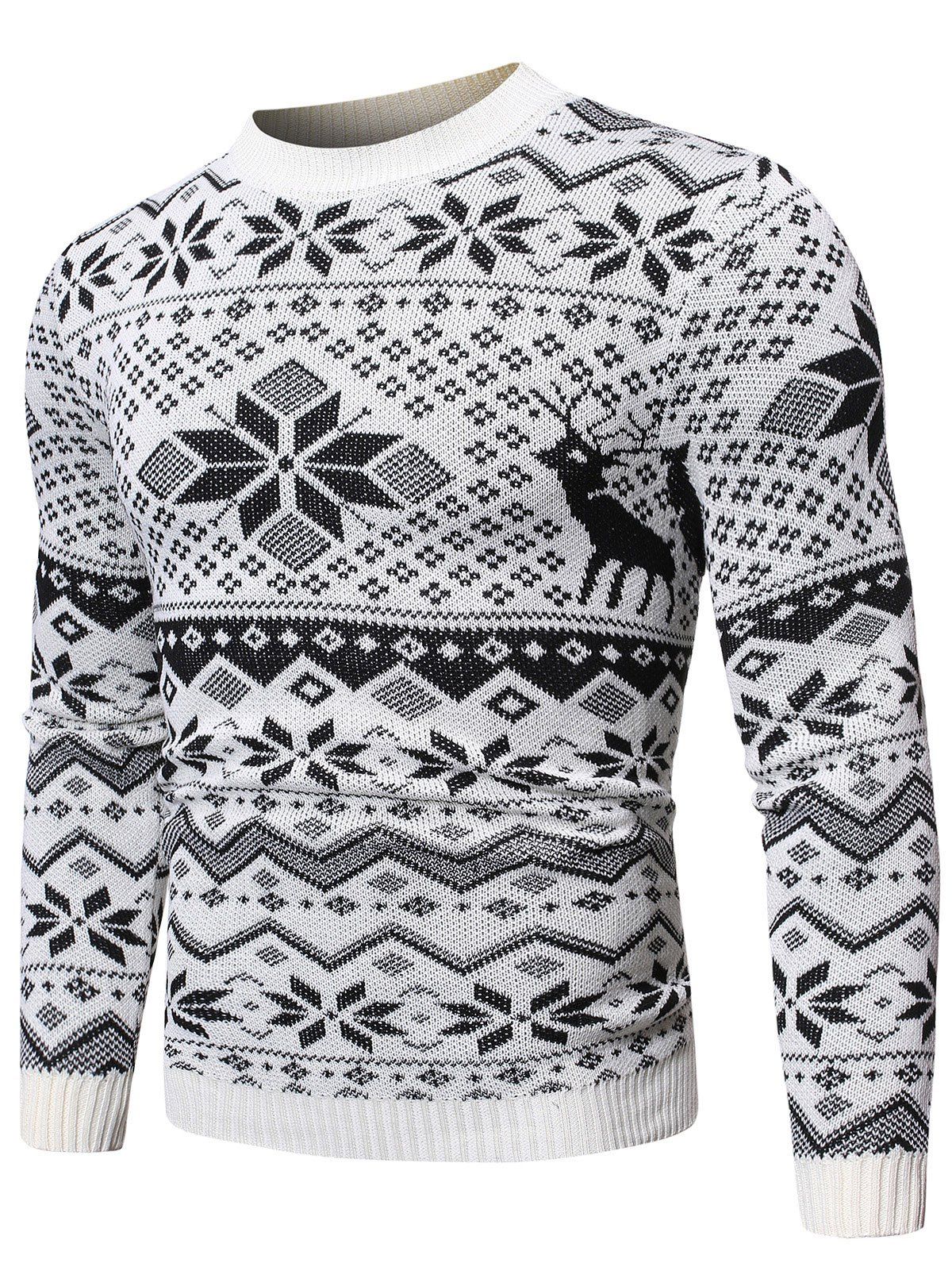 [30% OFF] 2020 Christmas Rhombus Pattern Pullover Sweater In WHITE ...