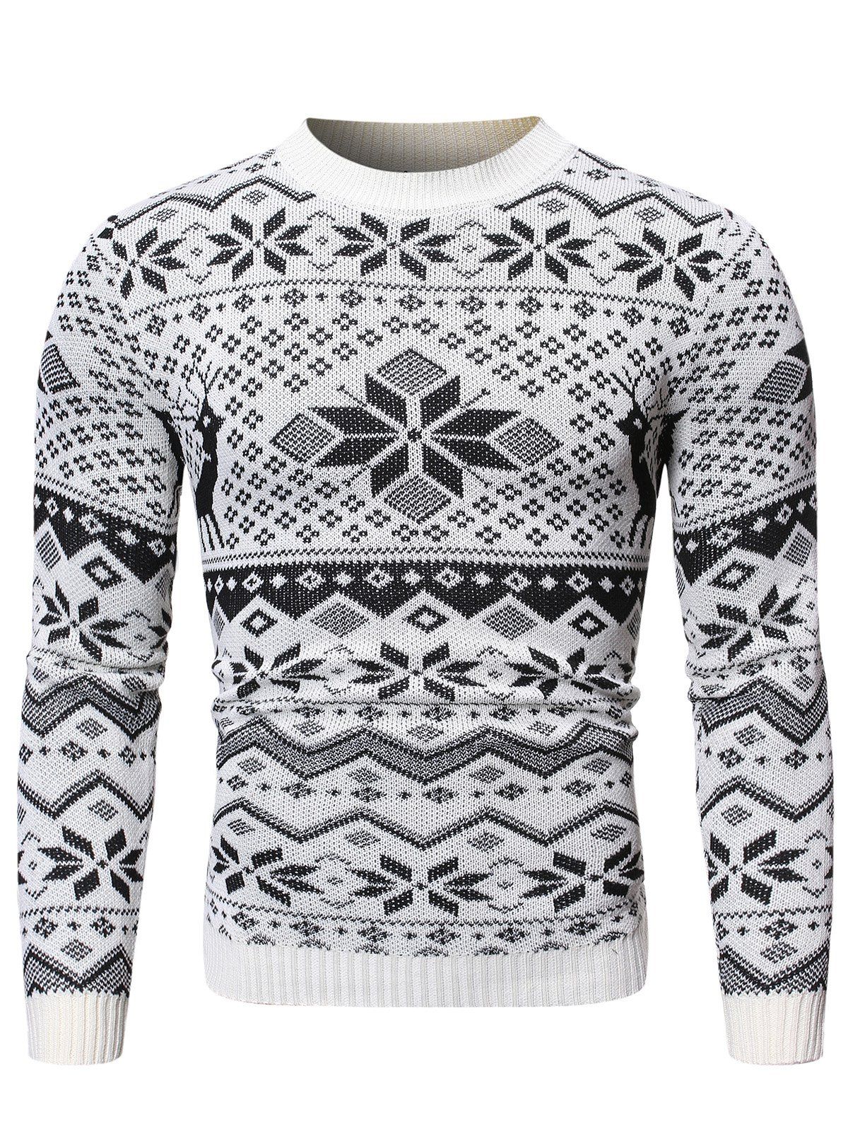 [49% OFF] 2020 Christmas Rhombus Pattern Pullover Sweater In WHITE ...