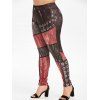 Legging 3D Imprimé Grande Taille à Taille Haute avec œillet - Noir 2X