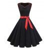 Robe Vintage Trapèze Grande Taille à Lacets - Noir L