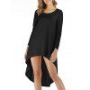 Robe Mi-Longue Haute Basse à Manches Longues - Noir 2XL