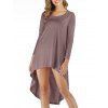 Robe Mi-Longue Haute Basse à Manches Longues - Kaki 2XL