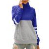 Half Zip Striped Drop Shoulder Kangaroo Pocket Sweatshirt - BLUE XL