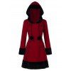Plus Size capuche Tunique Manteau bicolore - Rouge Vineux 5X
