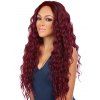 Center Part Long Halloween Synthetic Wavy Wig - RED WINE 24INCH