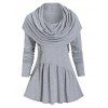 T-shirt à Volants à Col Bénitier - Gris XL