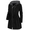 Manteau à Capuche Zippé Teinté Grande Taille - Noir 1X