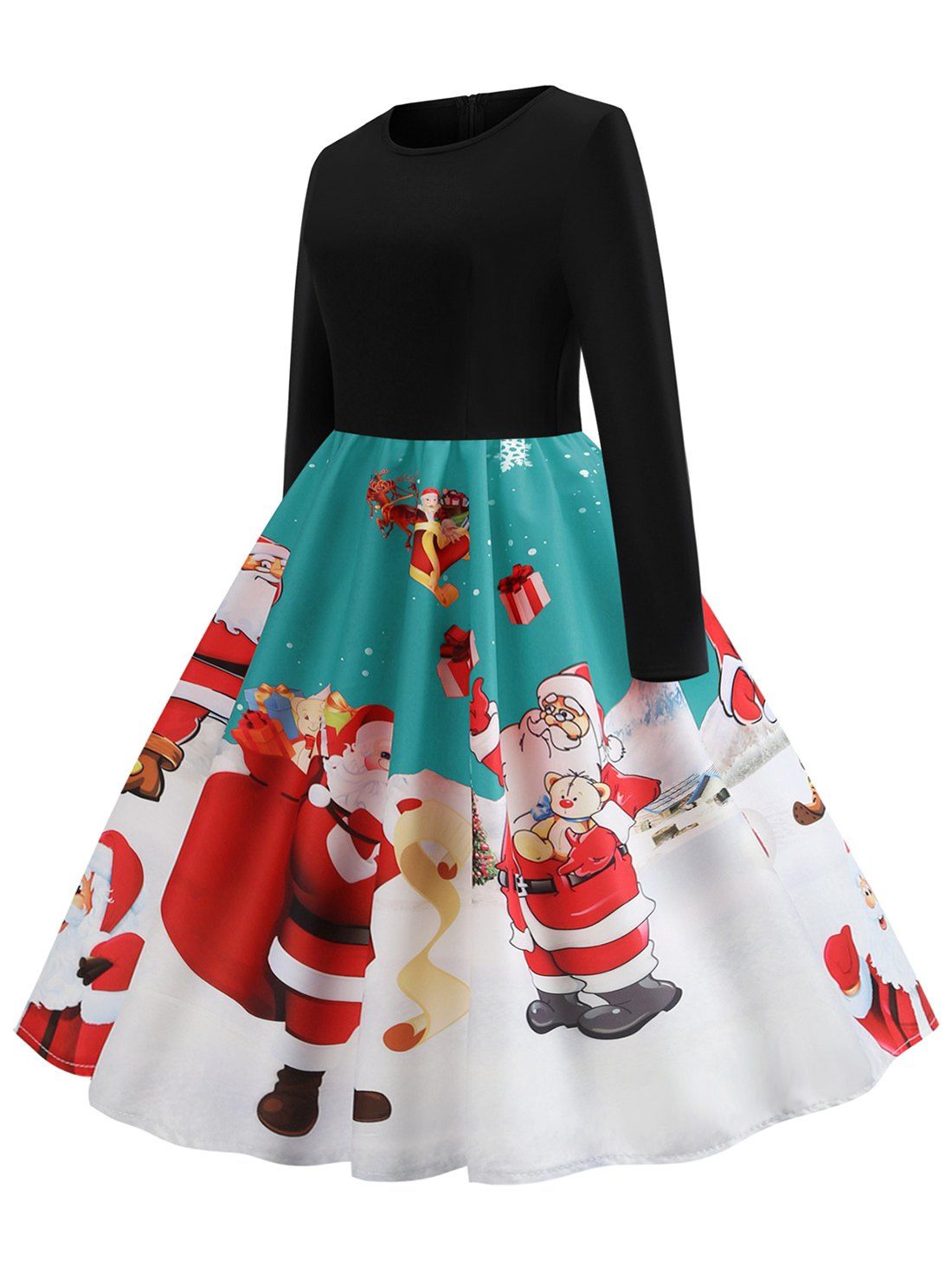 [48% OFF] 2019 Plus Size Vintage Santa Claus Print Christmas Party ...