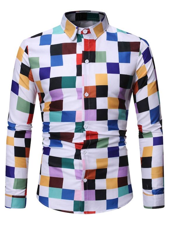 Chemise Motif à Carreaux Colorée à Manches Longues - multicolor 3XL