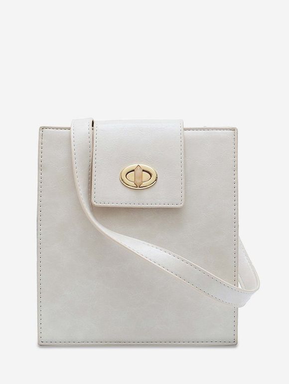 Sac à Bandoulière Rétro Carré en Couleur Unie - Blanc 