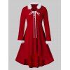 Robe Mi-Longue de Noël Haute Basse en Velours Grande Taille à Lacets - Rouge Rubis 3X