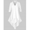 Chemise Asymétrique en Couleur Unie à Manches Longues Grande Taille - Blanc 4X