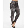 Legging Moulant Kaléidoscope Imprimé à Taille Haute Grande Taille - Noir 4X