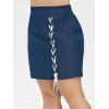 Mini Jupe à Taille Haute de Grande Taille en Denim à Lacets - Bleu Toile de Jean 1X