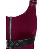 Buckle Strap Zip Up Cut Out Gothic Tank Top - FIREBRICK L
