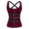 Buckle Strap Zip Up Cut Out Gothic Tank Top - BLACK 2XL