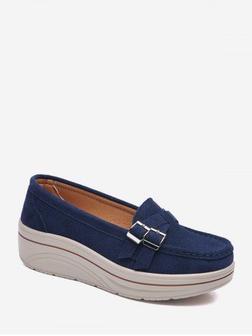 Moc Toe Buckled Slip On Platform Shoes
