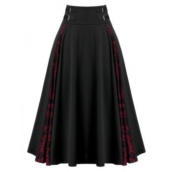 Plus Size Plaid High Low Overlap Grommet Buckle Skirt Plus Size Plaid High Low Overlap Grommet Buckle Skirt