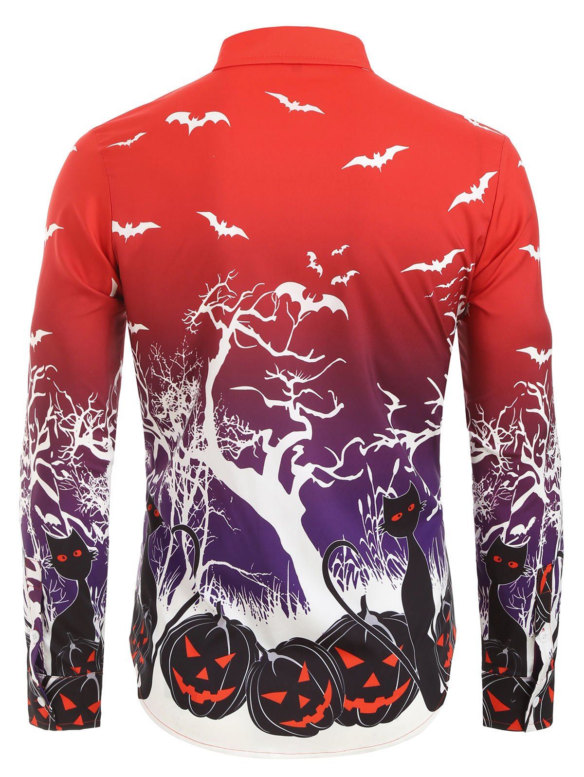 [49% OFF] 2020 Halloween Night Pumpkins Print Button Up Long Sleeve ...