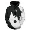 Wolf Print Kangaroo Pocket Casual Hoodie - WHITE M