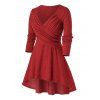 T-shirt Haut Bas en Couleur Unie de Grande Taille à Lacets - Rouge Lave 4X