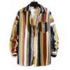 Chemise Boutonnée Rayée Colorée en Velours Côtelé avec Poches - multicolor B L