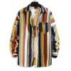 Chemise Boutonnée Rayée Colorée en Velours Côtelé avec Poches - multicolor B 2XL